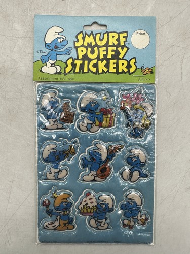 1980 smurfs puffy stickers - 1980,